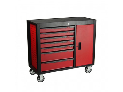 JTC Тележка инструментальная 7 секций красная с боковым ящиком JTC