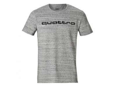Мужская футболка Audi quattro Mens T-Shirt, Grey от VAG Мужская футболка Audi quattro Mens T-Shirt, Grey