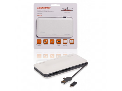 Аккумулятор внешний универсальный 12000мАч: microUSB/Lightning 2.1A