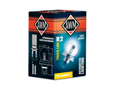Лампа накаливания AWM R2 24V 55W/50W (P45T)